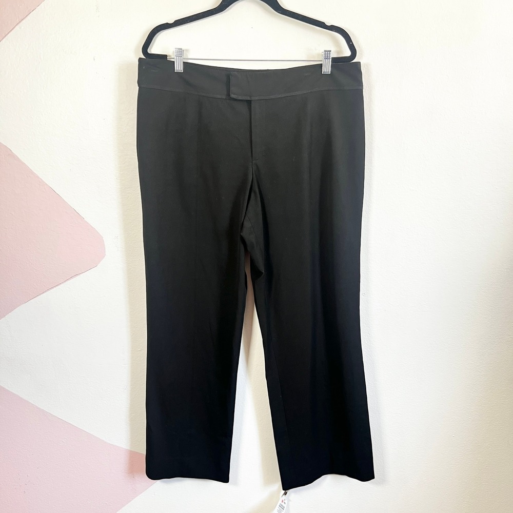 Nine West Black Dress Pants Sz 16 Wide Leg Pockets Office Career